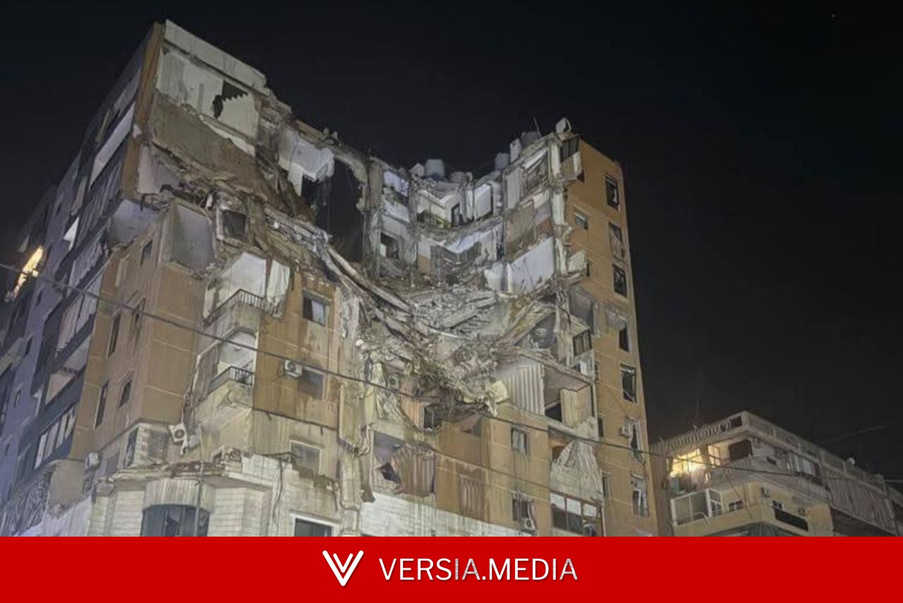 انهيار مبنى في الضاحية الجنوبية لبيروت تضرر بالقصف الإسرائيلي (فيديو)